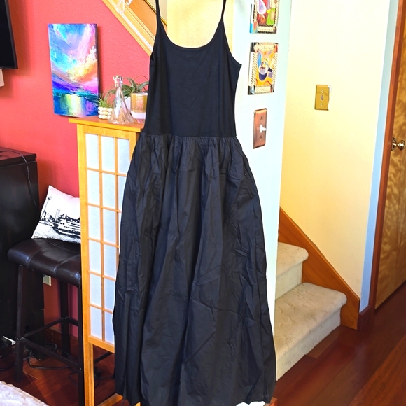 NWT Commense Patchwork Pockets Midi Dress in Black Size Medium - Picture 6 of 14